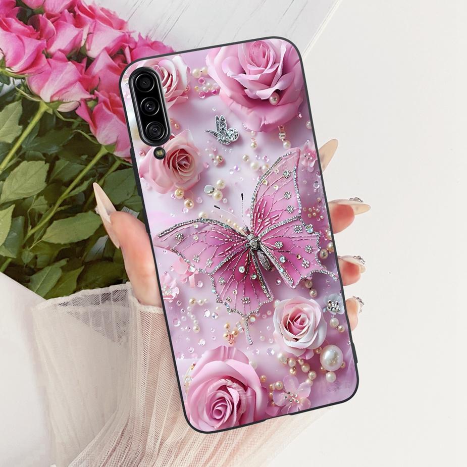 For Samsung Galaxy A90 5G Case SM-A908B Luxury Flowers Butterfly Painted Cover Soft Slim Phone Case For Samsung A90 A 90 5G Bags