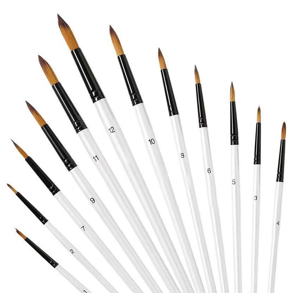 

12Pcs Nylon Watercolor Brush Set Pointed Round Flat Head Soft Hair Painting Brushes Artists Beginner s Art Flat Brushes Gift