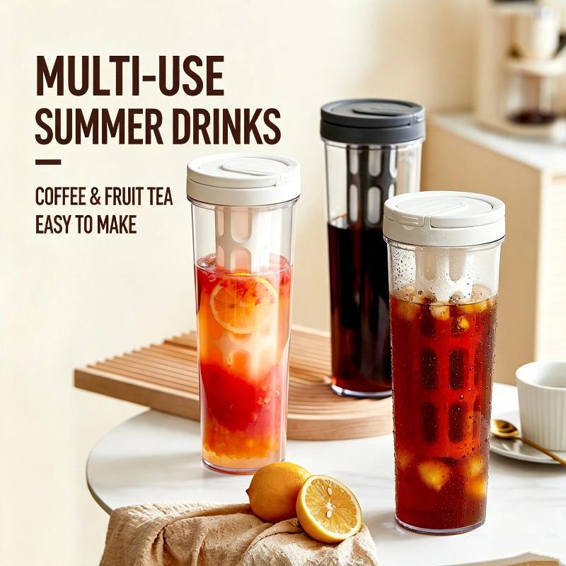 1L Manual Cold Brew Coffee Maker With Handle High-Capacity Water Bottle Summer Portable Juices Tea Fruit Coffeeware Pot