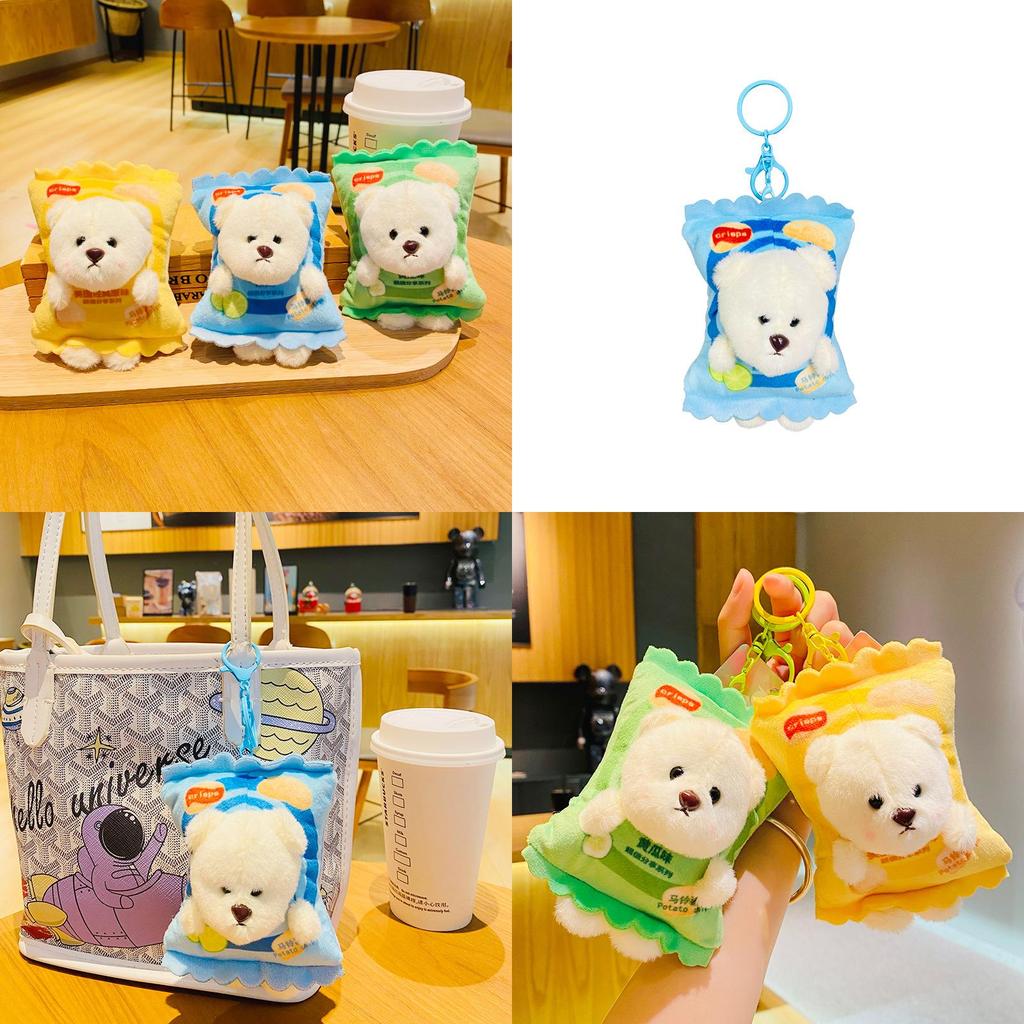 Adorable Plush Cartoon Bear Keychain Cute Couple Car Accessory Butter Bear