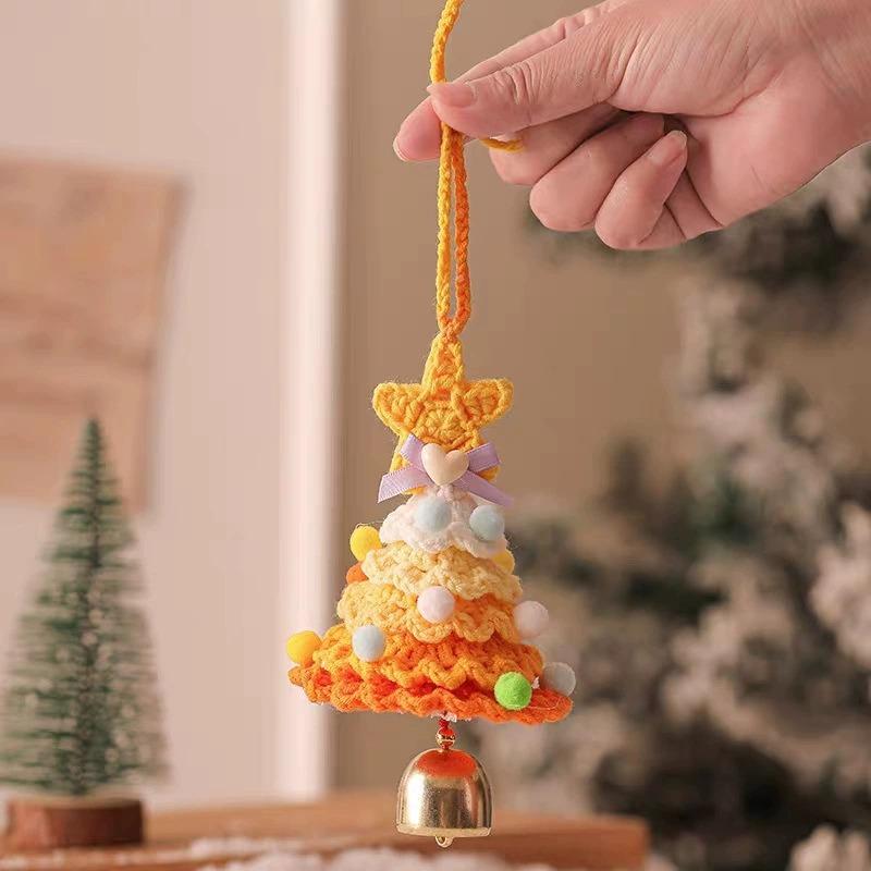 Christmas Party Decoration & Gift Pendant - Christmas Car Ornament, Yarn Handmade Hook Weaving Christmas Tree