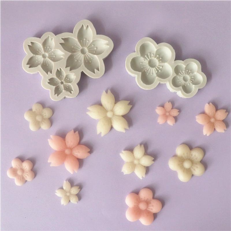 Cherry Flower Shaped Silicone Chocolate Moulds Baking Molds Fondant Cake Decorating Gadgets Resin Moulds Gifts for Child