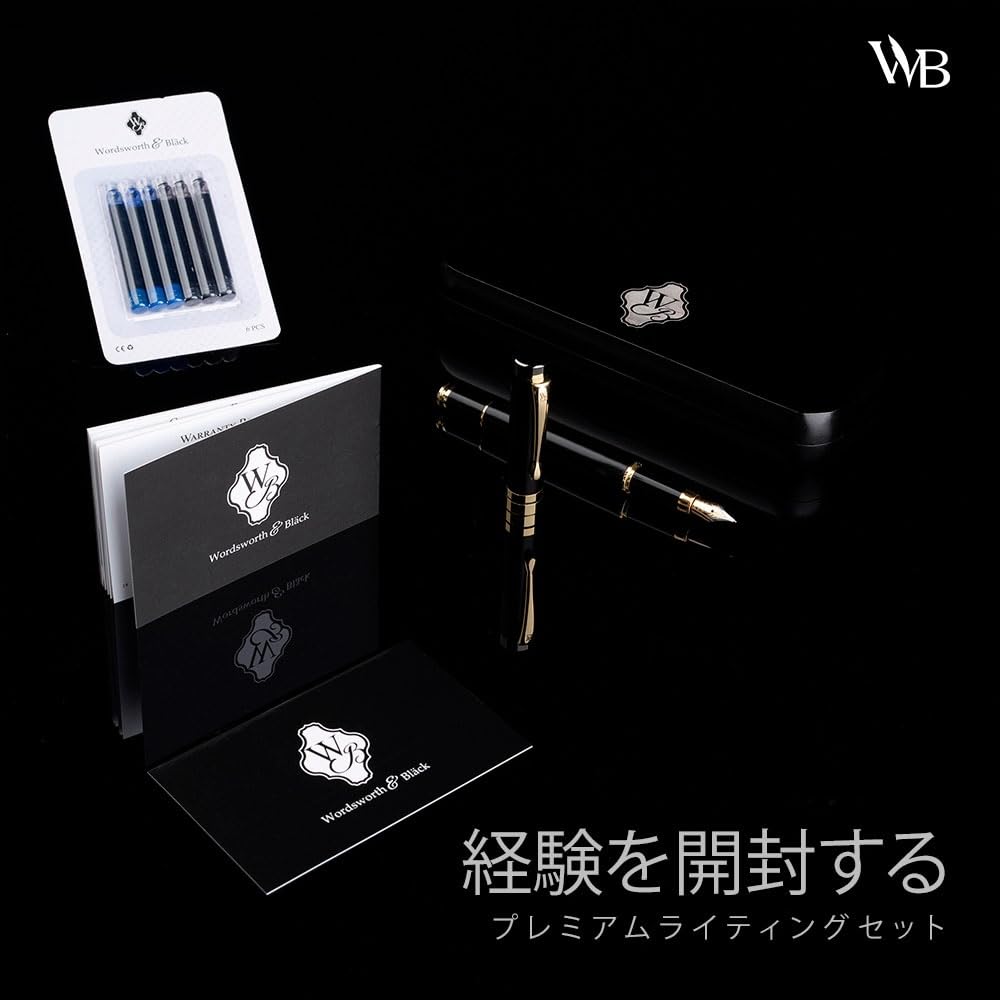 Wordsworth Premium Bamboo Fountain Pen Set Medium Gift Case Includes 6 Ink Cartridges and Ink Converter Ideal for and Smooth Writing & Black's - Nib,