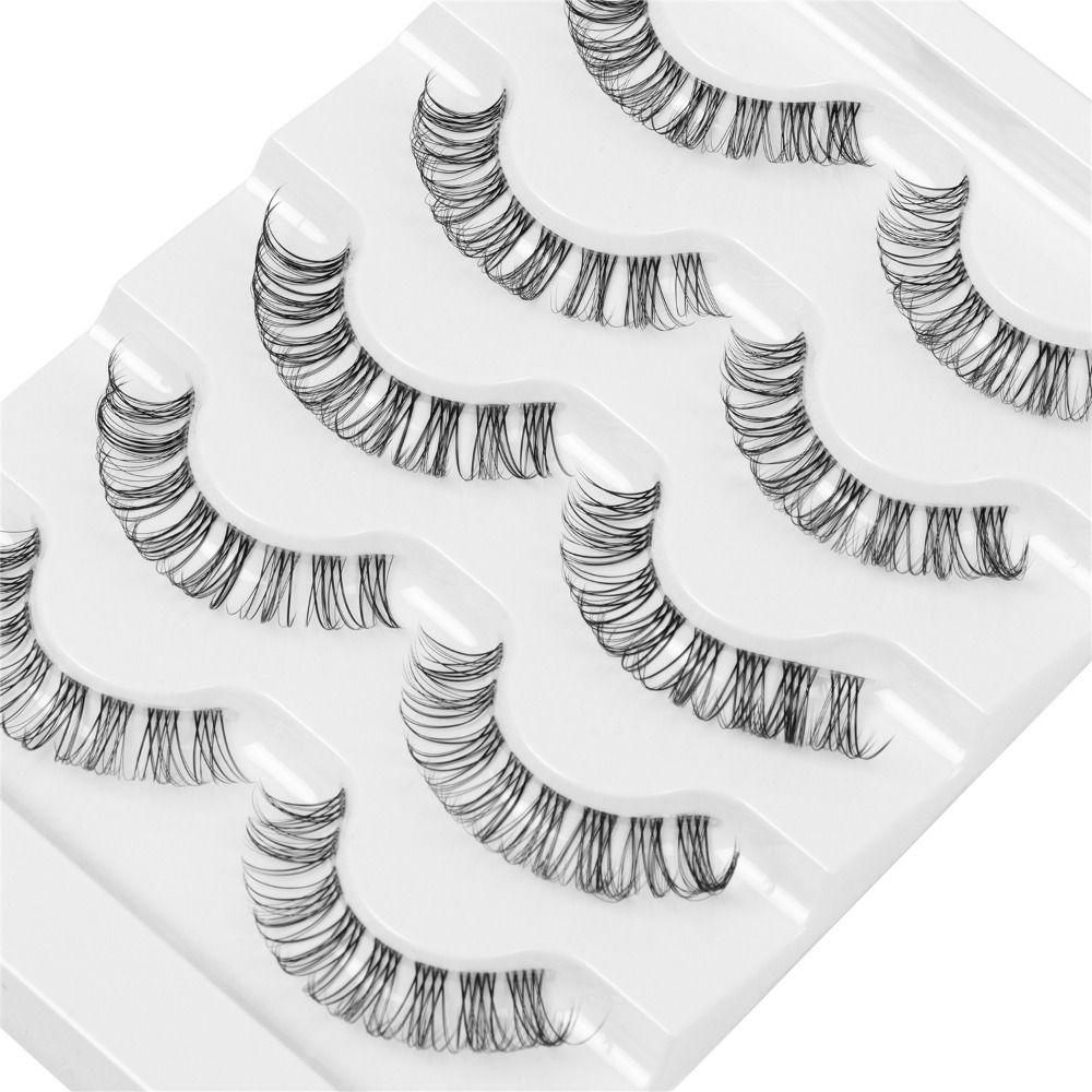 

Natural Look Wispy Fluffy Russian Strip Lashes Eyelash Extension Clear Band False Eyelashes A4