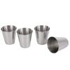 4 Stück Edelstahl-Wasserglas mit schwarzer Leder-Tragetasche für Outdoor-Camping, praktisches Reise-Whiskey-Wein-Glas