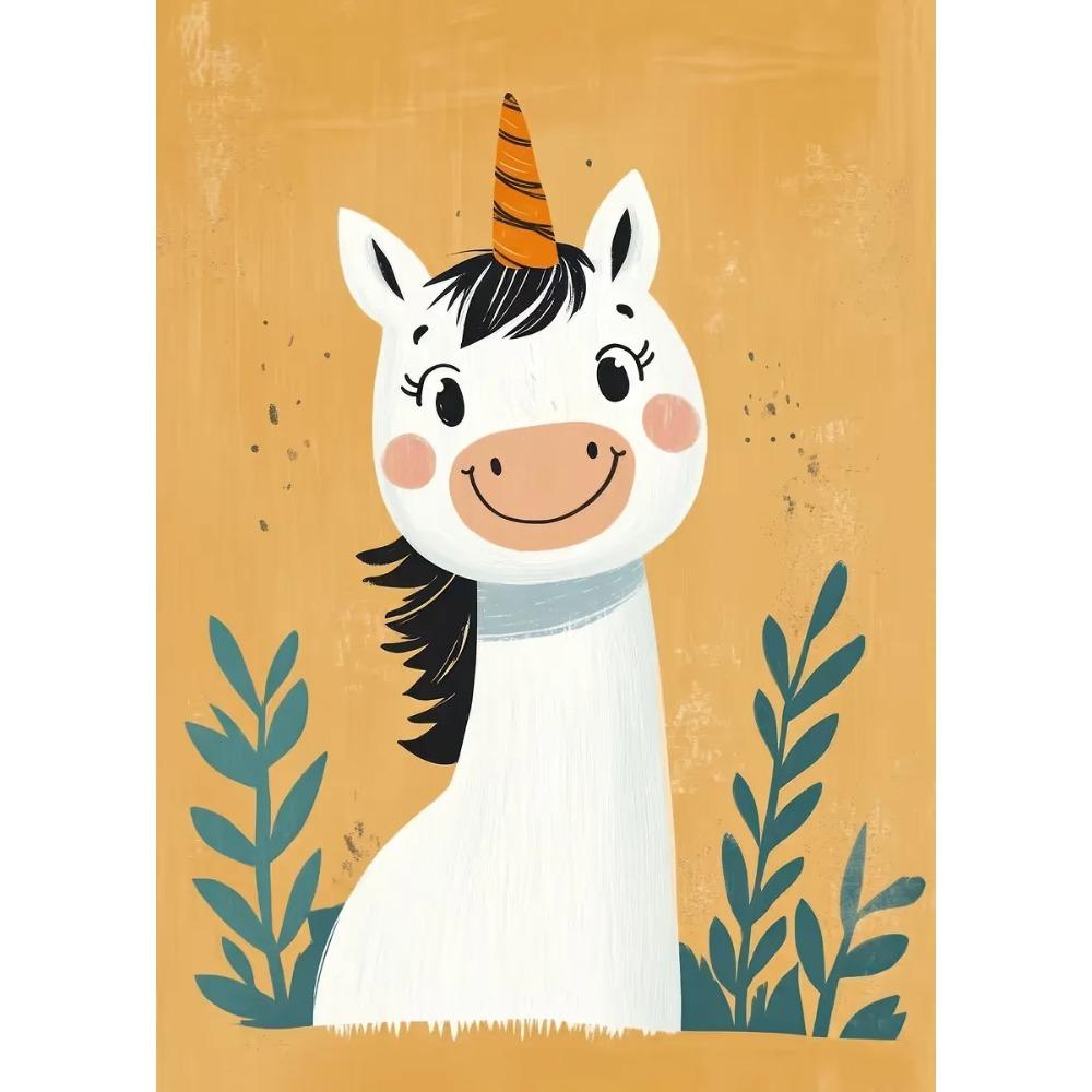 Cute Smiling Cartoon Dolphin Cow Owl Unicorn Posters Expressive Eyes Prints Canvas Painting Wall Picture Home Kid's Room Decor