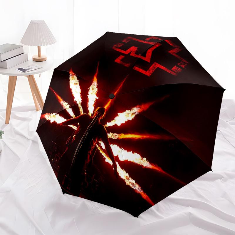 1PC Rammstein Performance Automatic Umbrella 8 Rib Portable Folding Black Iron Frame for Outdoor, Beach, Travel, Beach Umbrella  0905181