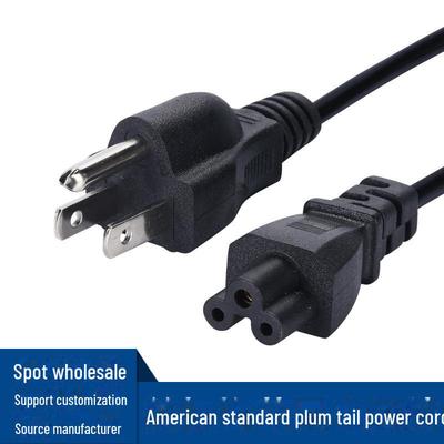 Cavo di alimentazione Plum Tail standard statunitense con spina a tre fori per adattatore per computer portatile.