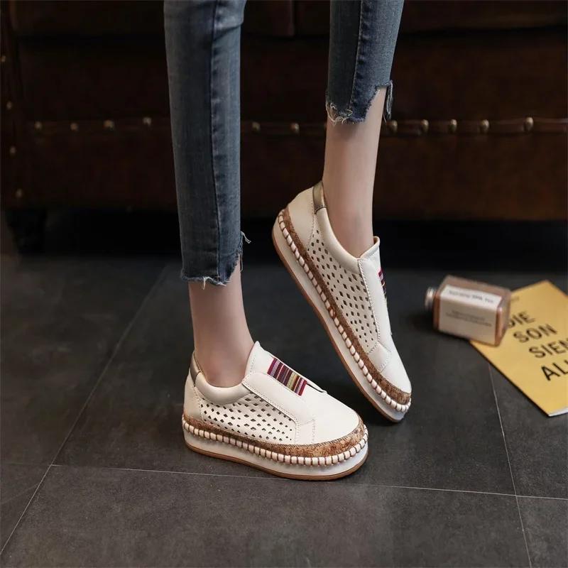 Fashion 2024 Hot Sales Women Slip On Sneakers Shallow Vulcanized Shoes Breathable Hollow Out Casual Ladies Shoes Woman Plus Red