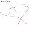 FONEX B Titanium Glasses Frame Men New Brand Design Rimless Square Eyeglasses Frameless Women Ultralight Japanese Eyewear 85634