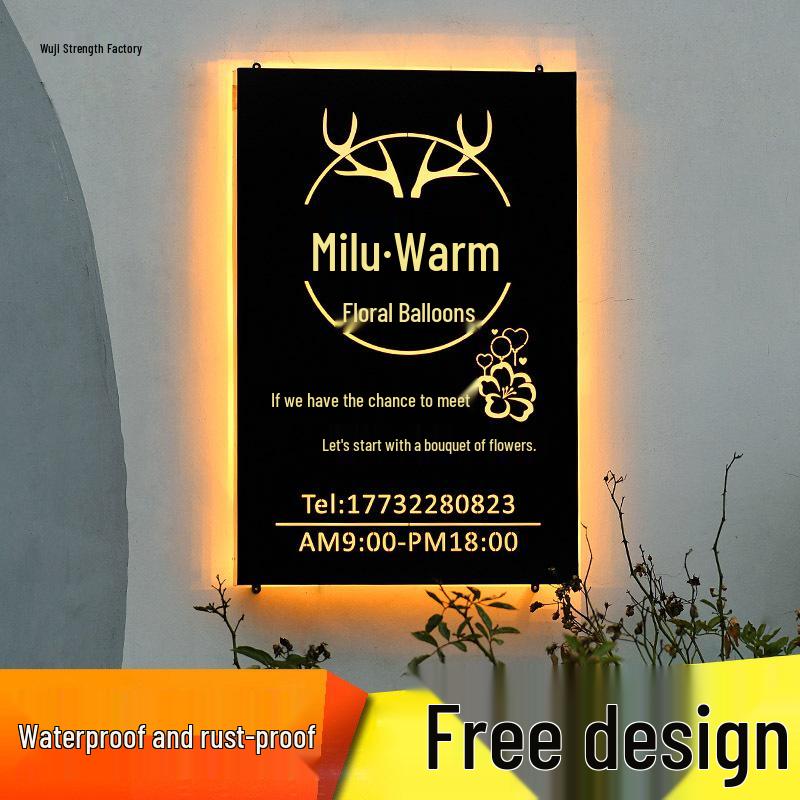 Wall-Mounted Custom Luminous Wrought Iron Clothing Store Signboard