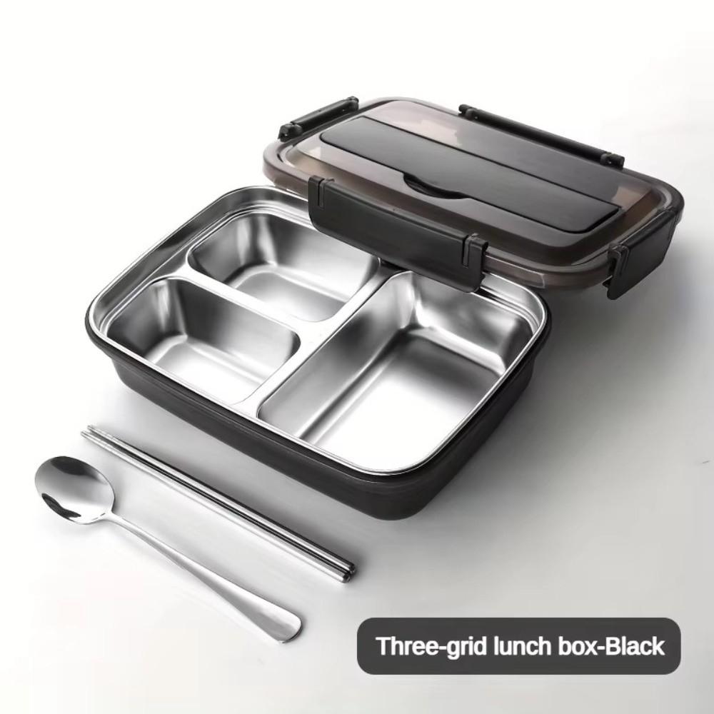 

Divided Student Lunch Box 3 Gird Storage Box Portable Food Container Office Woker чорний