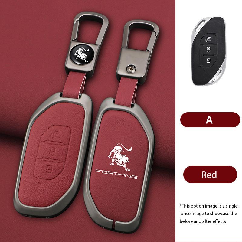 Zinc Alloy Leather Car Key Case Fob Cover Protector Holder Shell For Dongfeng Forthing Fengxing T5 Evo Keychain Accessories