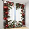 Set Of 2 Christmas Deer Bell Pine Branch Patterns Curtains Mount Digital Printed Polyester Living Room Kitchen Made Area Window Treatment