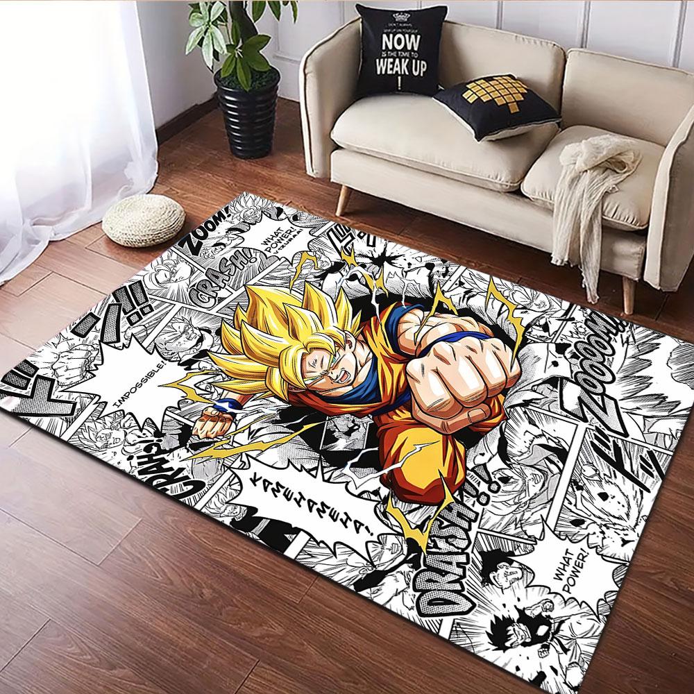 "Super Saiyan Power Comic Style Rug" Patterned Carpet, Suitable As a Non Slip Play Mat for the Living Room and Bedroom Sofa