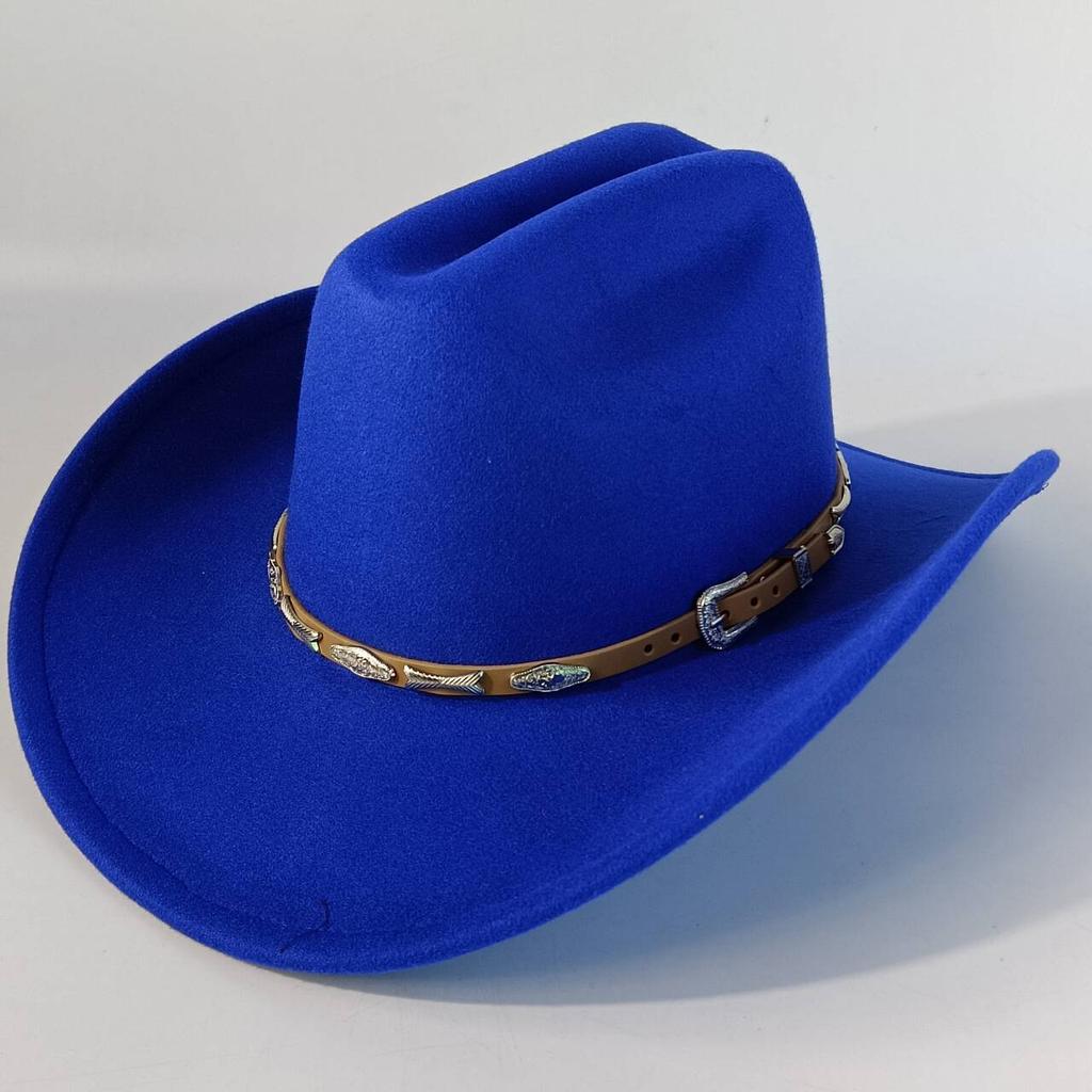 Stylish men's and women's felt hats cowboy hats soft felt hats with beige leather belts Panama hats outdoor parties hat.