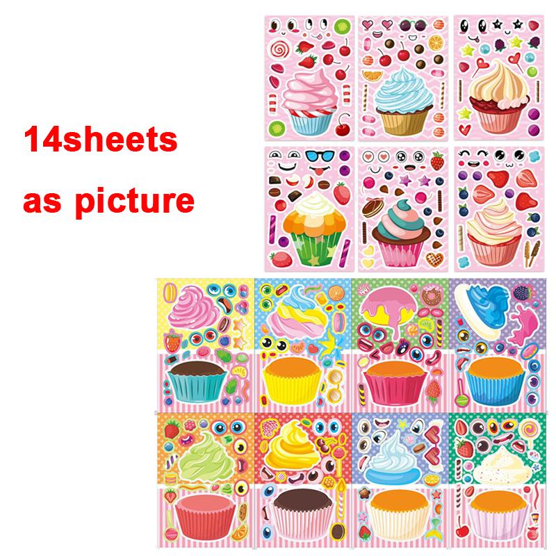 Make-a-Cake Sticker Sheets DIY Make Your Own Birthday Cake Puzzle Stickers for Kids Boys Girls Party Favor Games Toys Gifts
