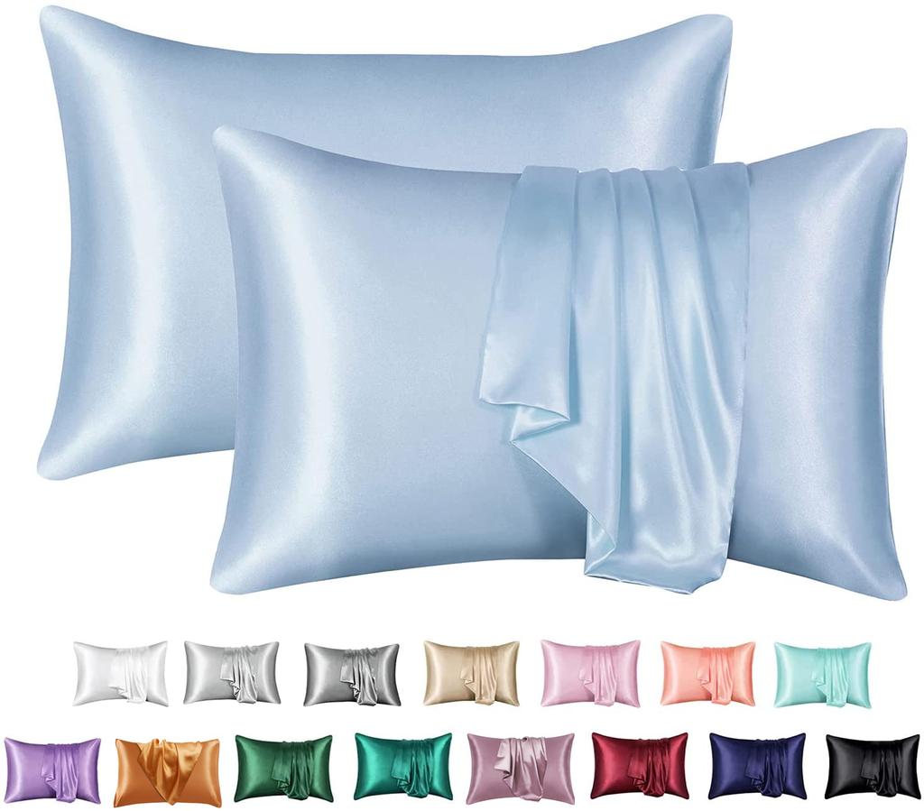 Set Di 2 Federe In Raso Blu Navy Queen Size - Chiusura A Busta, Per Capelli E Pelle
