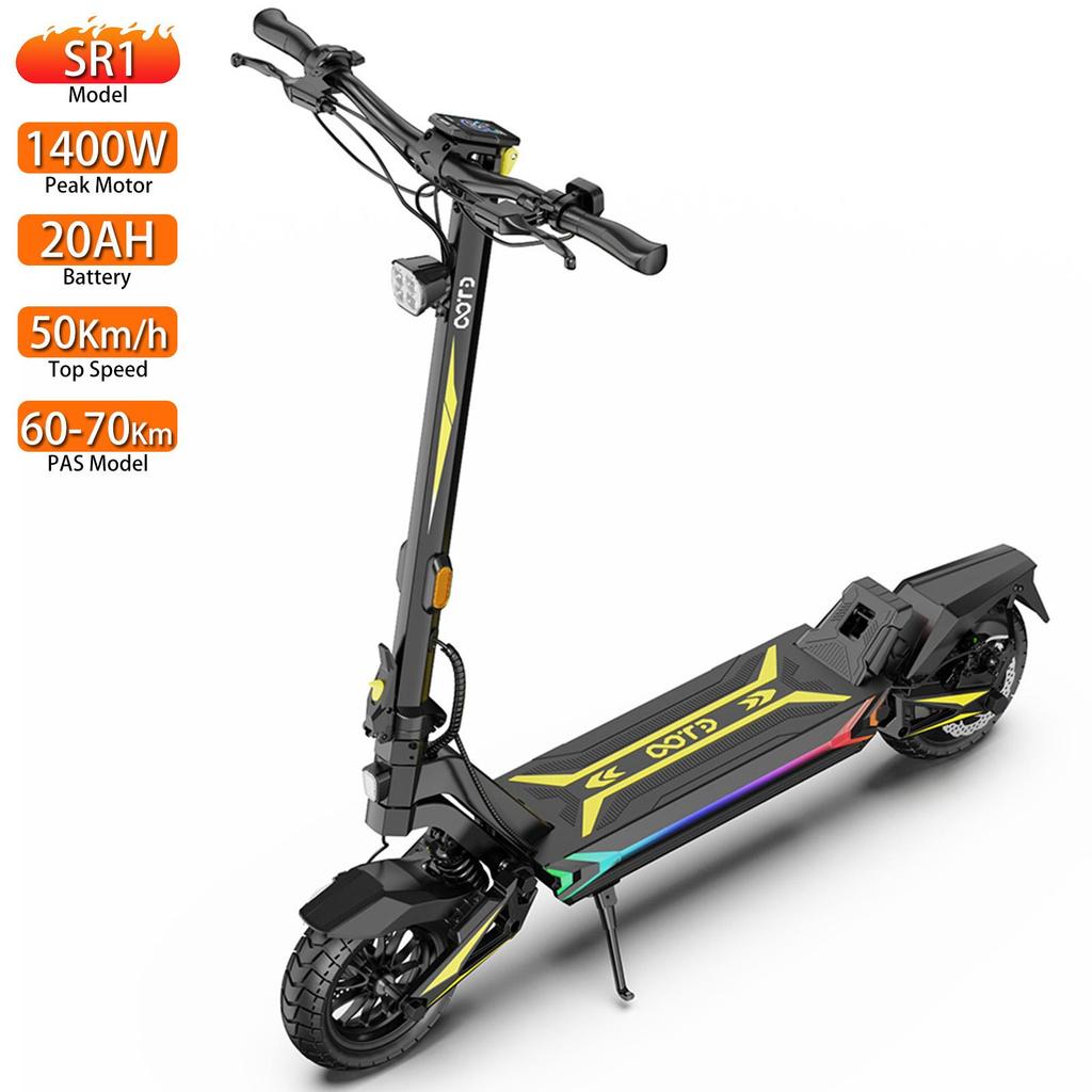 OOTD SR1 Elektroroller 10" 1400W Motor Off-Road Elektroroller 48V 20AH Vollfederung Max. Belastung 120 kg Doppelscheibenbremse