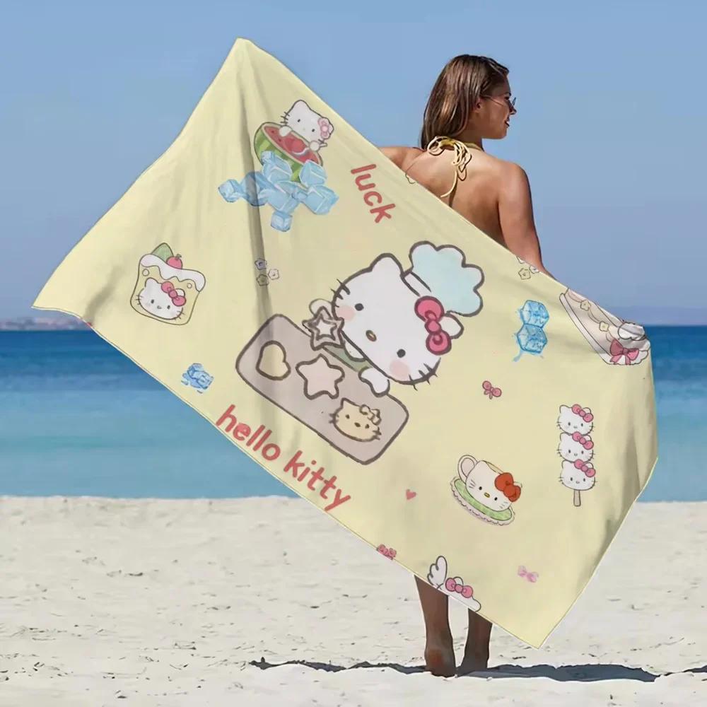 

Hello Kitty Beach Towel 2D Single Print Cute Home Decor Outdoor Accessory Soft Functional Cartoon-Themed Attractive Durable W30*H60(CM)