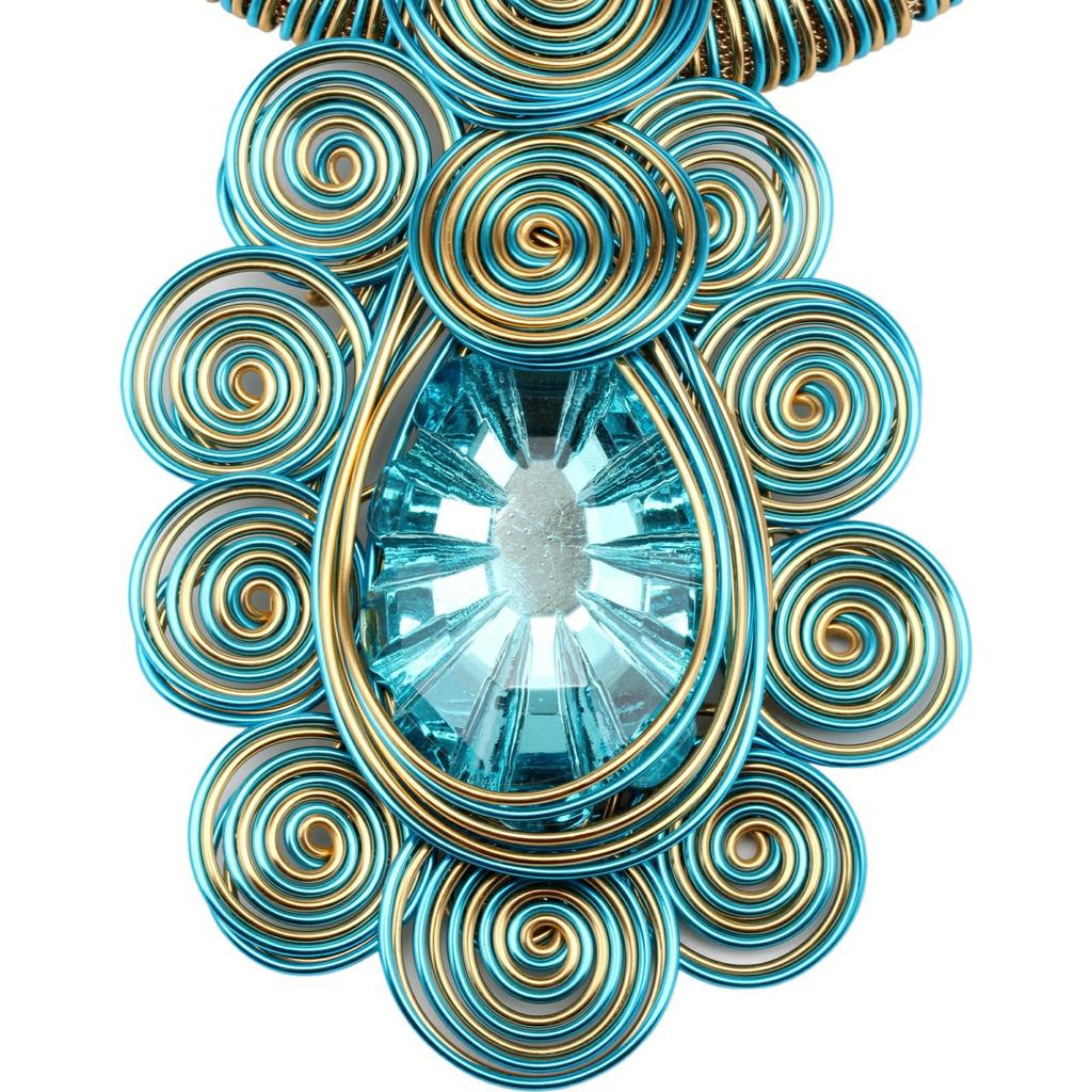 Crystal Pendant Necklace Earrings for Women Chunky Statement Flower Festival Ethnic Tribal Jewelry Accessories