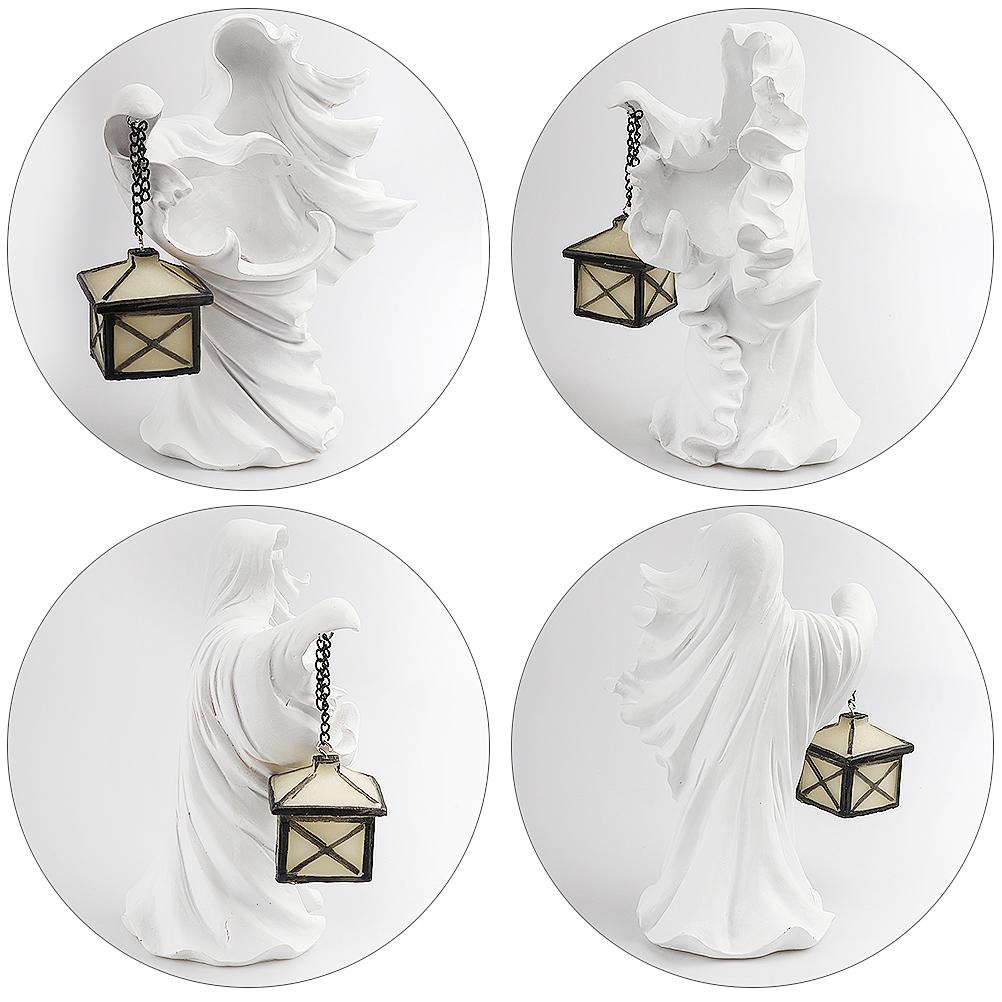 Halloween Geisterstatue mit Laterne, Harz-Geisterstatue für Halloween-Party-Dekoration