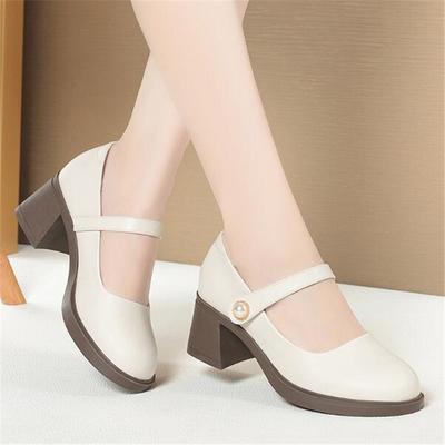 Pantofi cu toc înalt pentru femei 2026 Nouă modă Fundă Toc gros Vârf pătrat Pantofi Mary Jane Elegante Toc mediu Pantofi pentru femei Pantofi de petrecere