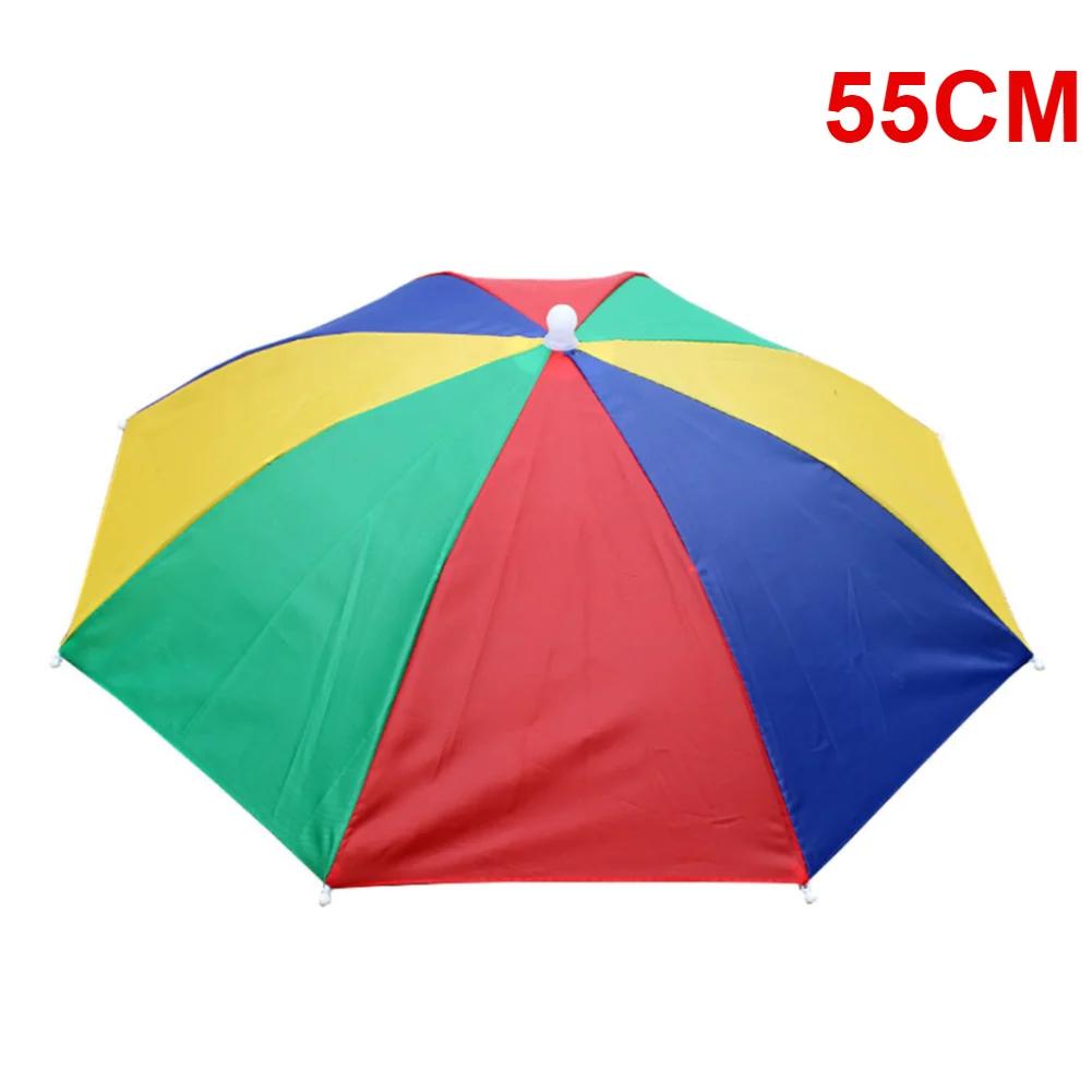 55/65/69/77/95cm Outdoor Fishing Caps Rain Umbrella Hat Foldable Fishing Sunshade Headwear Cap Waterproof Camping Beach Sun Hat