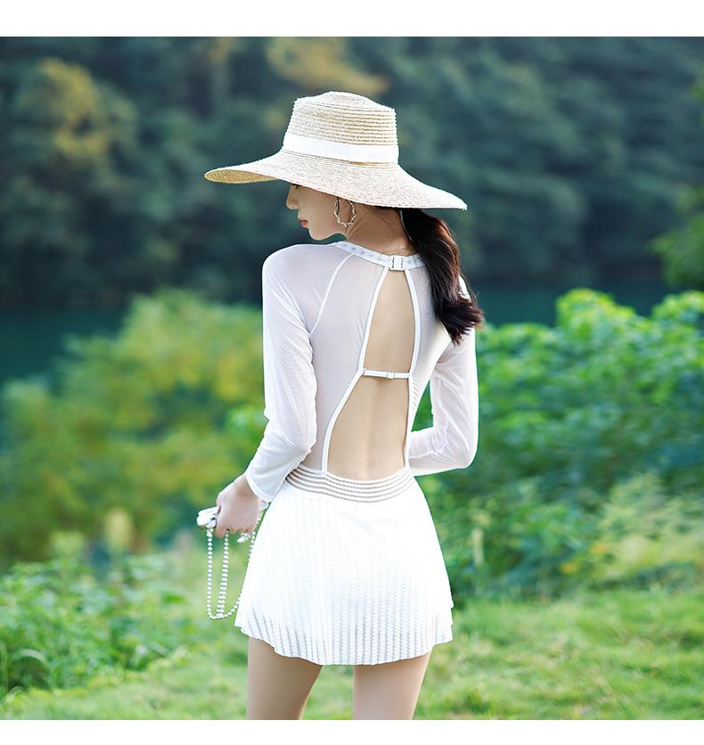 Women's Sexy Slimming Skirted One-Piece Swimsuit - Tummy Concealing, Conservative, Stylish Hot Spring Swimwear
