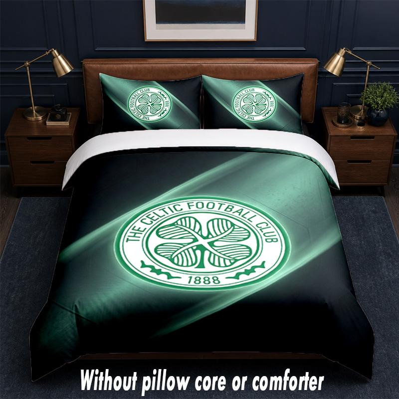 Celtic FC Design Bed Bedding Set 1 Duvet Cover + 2 Pillowcases Soft Breathable Household Bed Linens