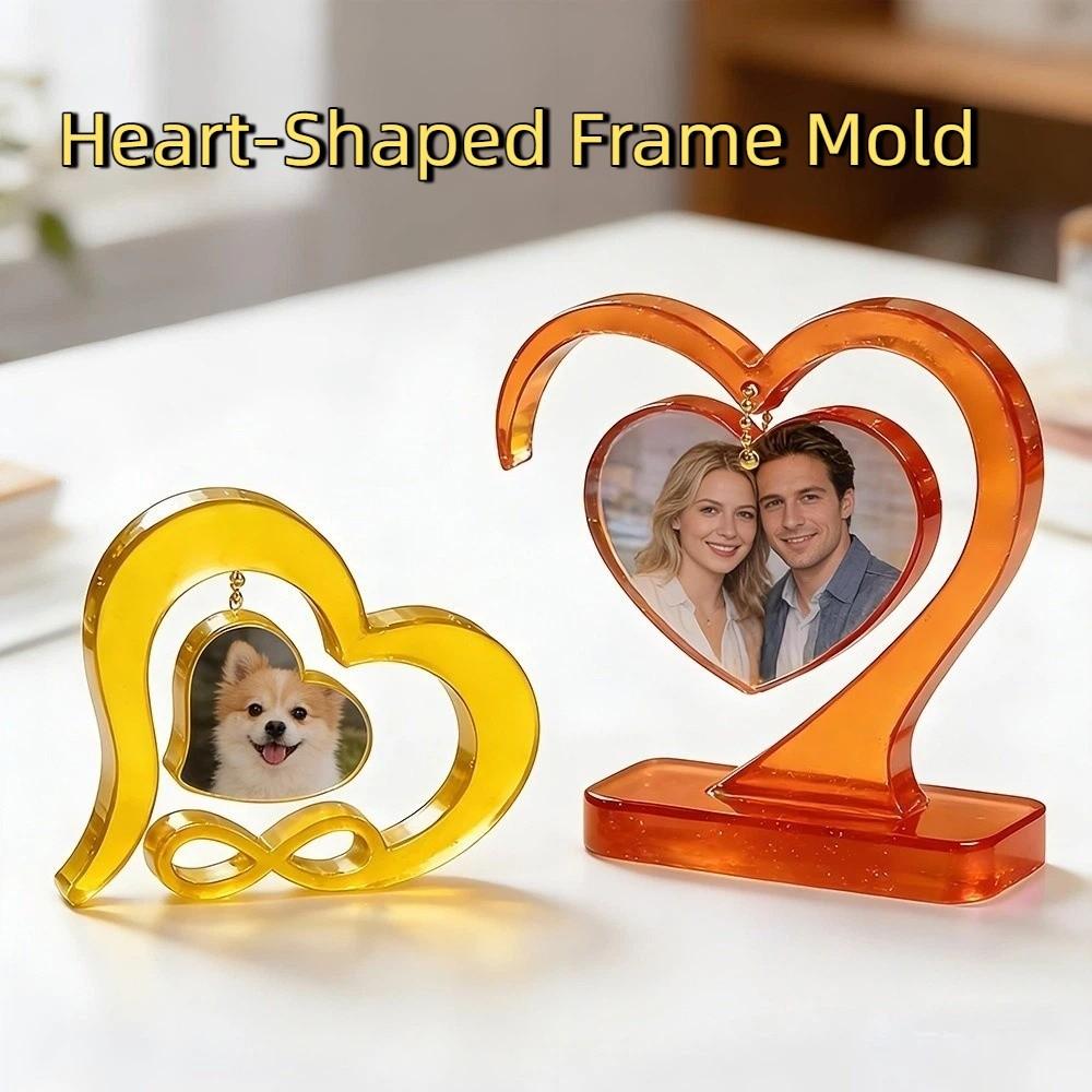 Non-Stick Heart-Shaped Frame Mold Reusable Do It Yourself Interlocking Picture Frame Elegant Flexible Love Heart Photo Frame
