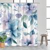 1-Pack Soft Focus Blue And Lavender Peony Shower Curtain - Polyester Fabric, Machine Washable, Suitable For Bathroom Decor