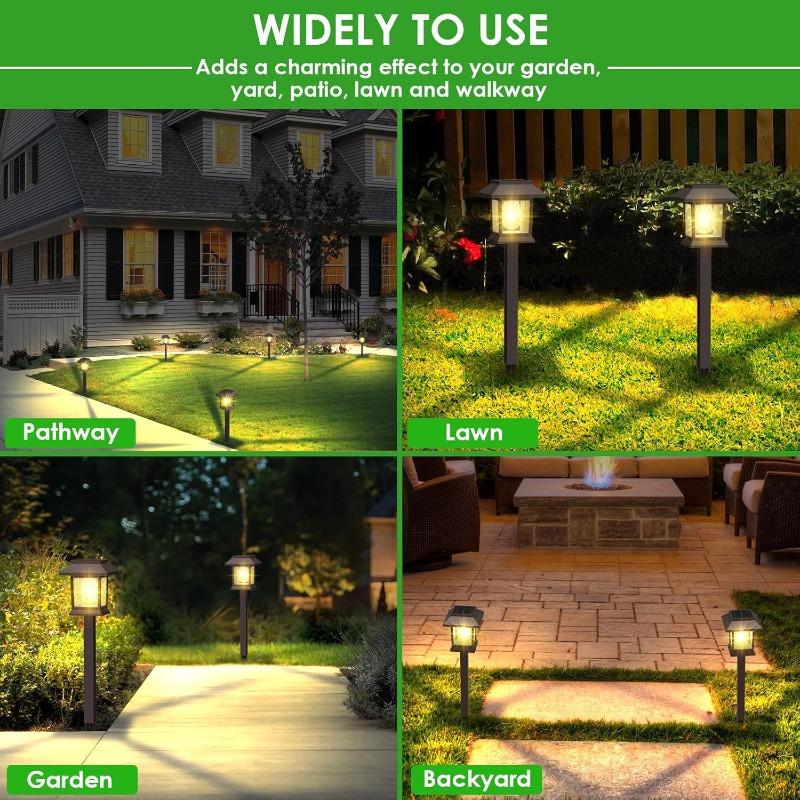 2-12 Piezas Luz LED Solar para Jardín Exterior Lámpara de Césped para Jardín Villa Patio Parque Patio Iluminación Decorativa de Paisaje