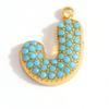 Capital A-Z Initial Letter Pendants Pave Blue Synthetic Stone Minimalist Jewelry Charm for DIY Craft Accessory