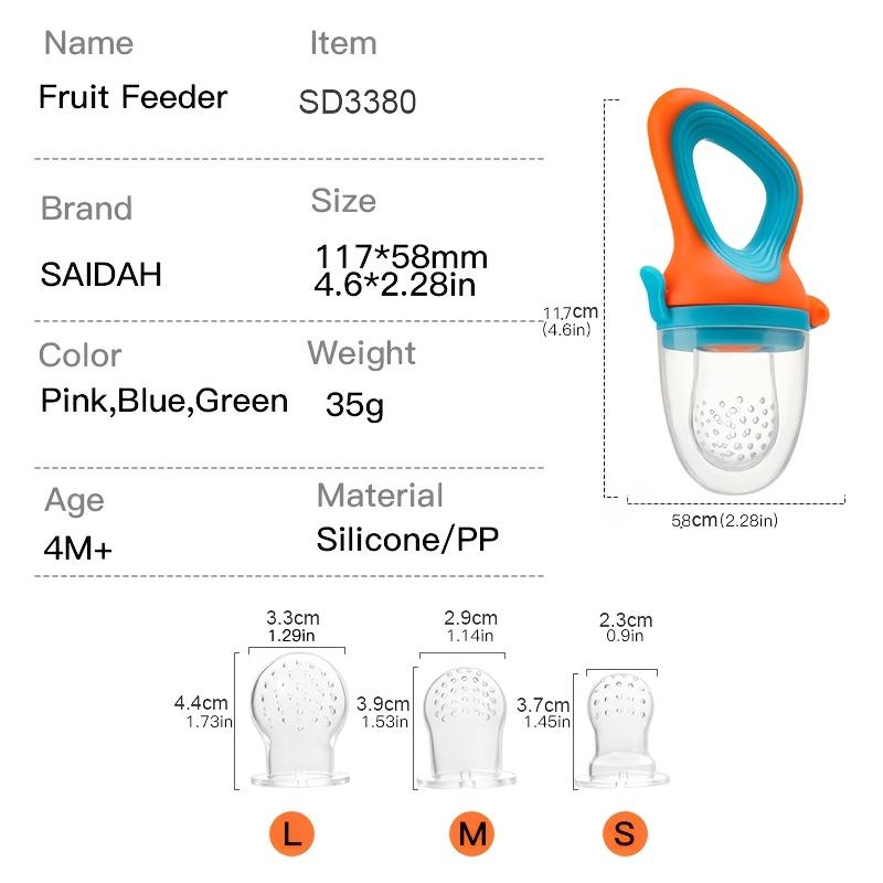 5pcs Baby Mate Silicone Fruit Feeder Set with Easy To Grasp Handle Ring & 4 Interchangeable Mesh Pouches Bags - Infant Food Nutrition Feeder Pacifier