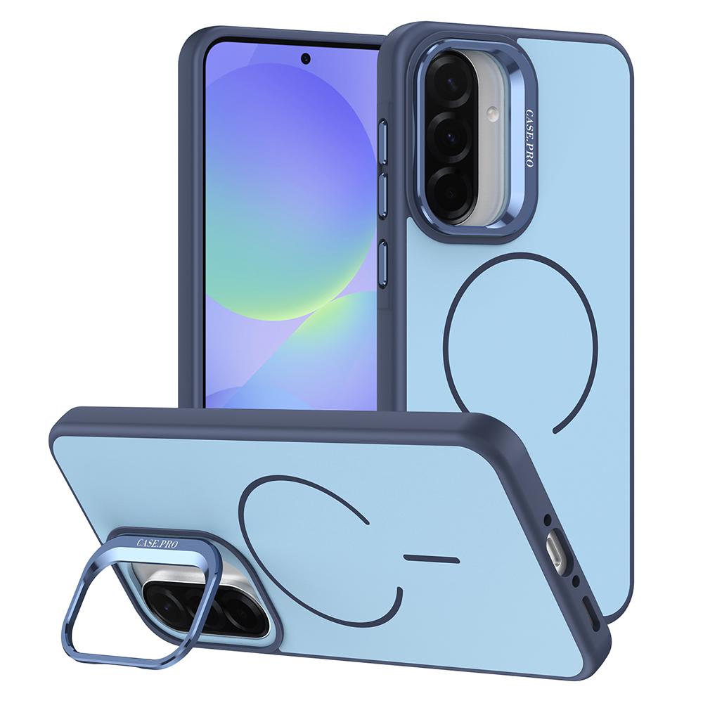 

For Samsung Galaxy A55 5G Case Skin-touch PC + TPU Magnetic Phone Cover with Lens Frame Kickstand
