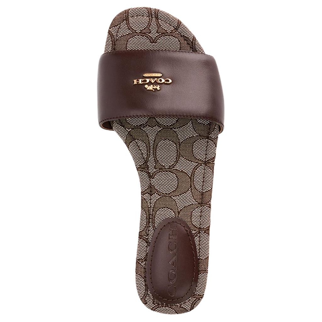 Coach Sheepskin Classic Logo Open-Toe Slide Sandals Women Sandals Brown CBR47-S8W