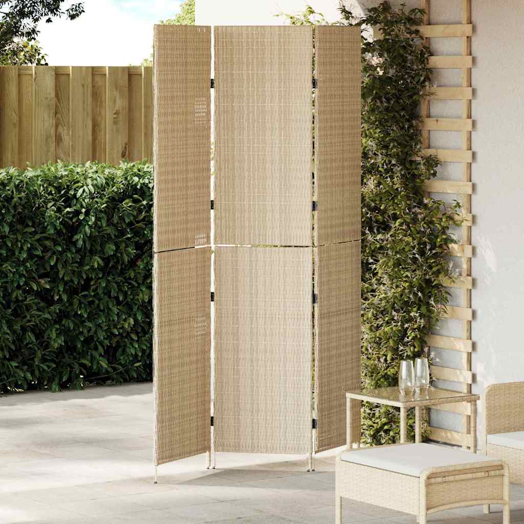 Room Divider Beige 147 X 180 Cm Poly Rattan