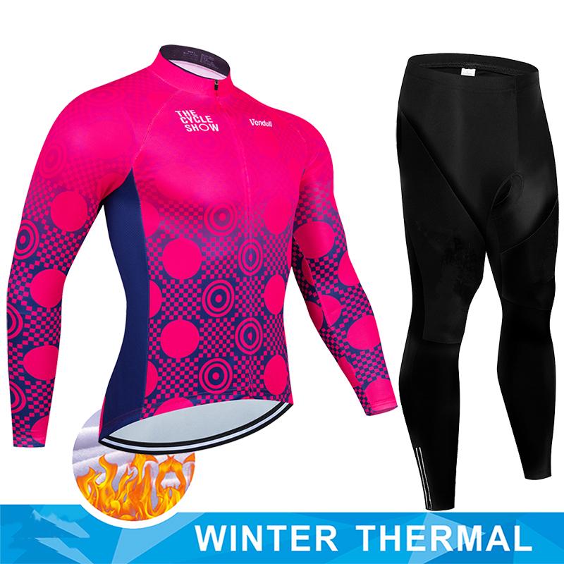 2025  Winter Thermal Fleece Cycling Jersey Set Man's Long Sleeves Cycling Kits Mountain Bike Jersey Road Bike Cycling Suit