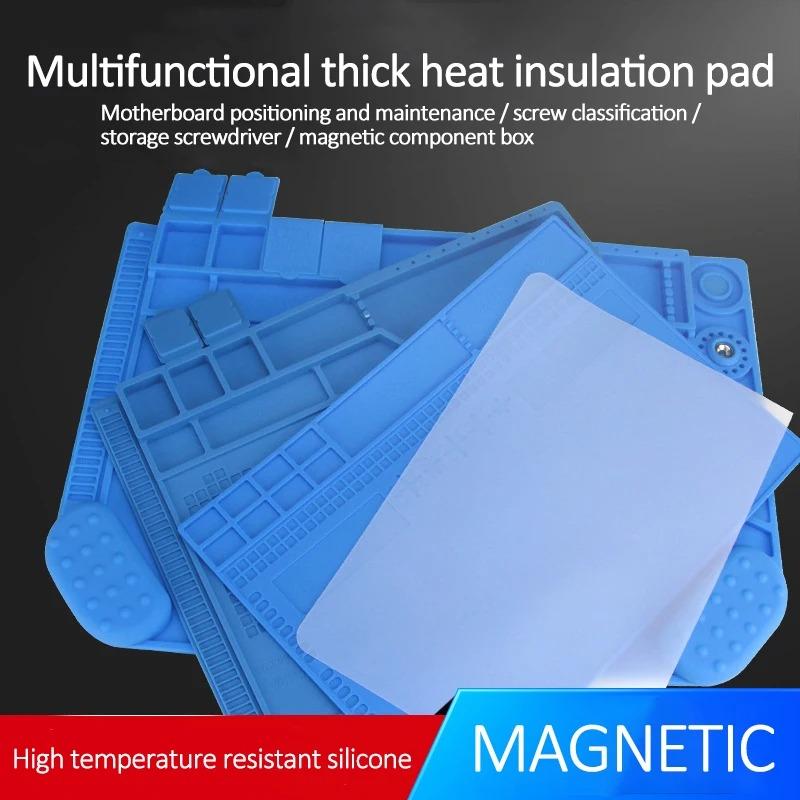 ESD Mat Heat Insulation Working Mat with Magnetic Groove Heat-Resistant Adsorption Soldering Mat Station Repair Insulator Pad