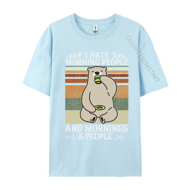 Odio i mattinieri e le mattine e le persone Caffè Orso T-shirt Casual Divertenti Casual Unisex T-shirt Regalo T-shirt
