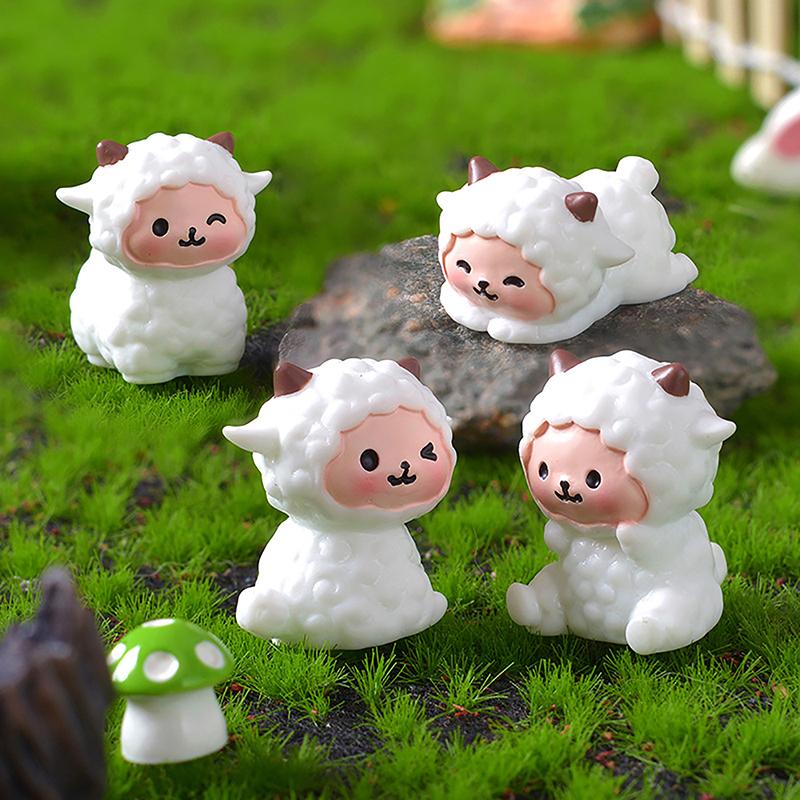 Ornament Micro Peisaj Oaie Desene Animate Drăguțe, Figurine Miel, Miniaturi, Decorațiuni Desktop Acasă, Accesorii Recuzită Casă de Păpuși, Cadou