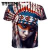 Pánské letní tričko Wolf Tričko s krátkým rukávem Neformální 3d tričko Harajuku Indián s krátkým rukávem