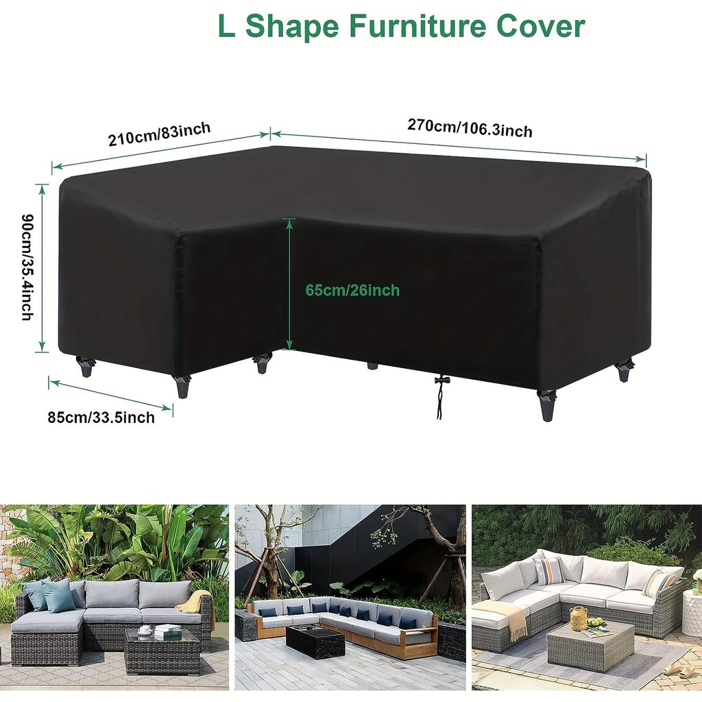 L-shaped Outdoor Sofa Cover, Windproof and UV-proof Polyester Outdoor Furniture Cover, Outdoor Furniture Cover