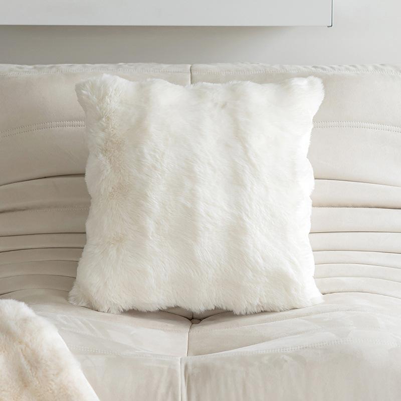 Winter Sofa Imitation Rabbit Fur Bubble Velvet Pillow Solid Color Home Bedroom Model Room Decorative Pillow Case