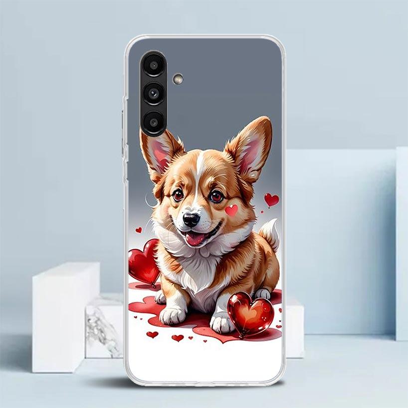 Lovely Puppy Heart Dogs Phone Case For Samsung Galaxy A17 A37 A57 A16 A15 A14 A13 A56 A55 A54 A53 A36 A35 A34 A33 A26 A25 A24 A2