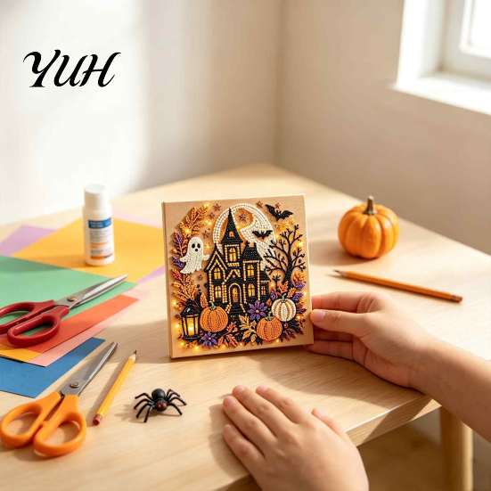 Seasonal Crafting Kits for Beginners Halloween Christmas DIY Faux Pearl Diamond Painting Kit, Rhinestone Art Craft Handmade Wall Hanging Decorations