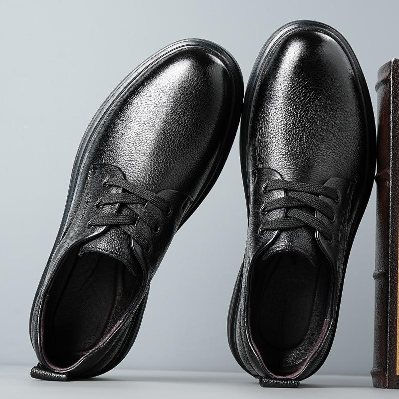 Модная мужская осенне-зимняя новая кожаная обувь на мягкой подошве — фото 5