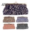 Coin Holder with Leaf Printed Purse, Kiss-lock Closure, Floral Lining Compact Tear-resistant Purse Canvas Wallet, for Coins Cards Jewelry Storage