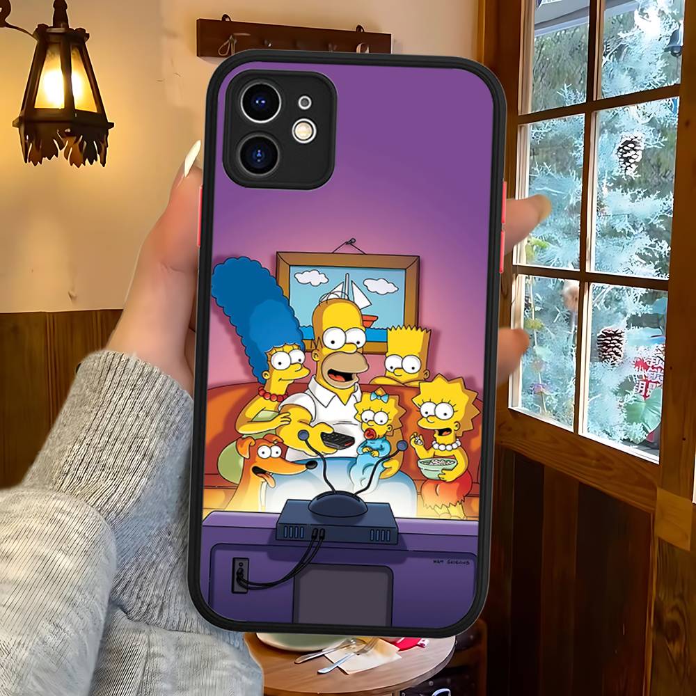 Funny Cartoon S-Simpsons Phone Case For IPhone 16 15 14 Plus 15 13 12 11 Pro Max X XS MAX Matte Cover